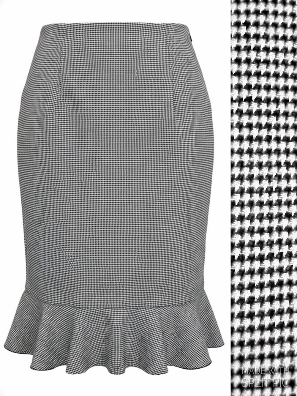 White House Black Market Herringbone Pencil Flounce Hem Skirt Women’s Size 4